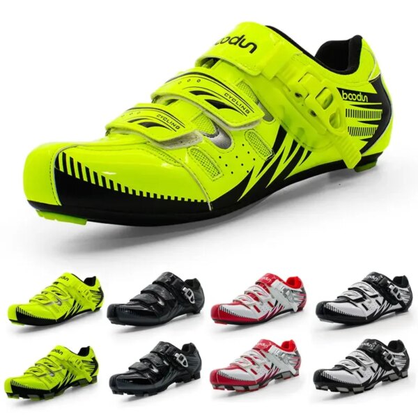 Zapatos de ciclismo para hombre, zapatillas profesionales para bicicleta de montaña y carretera, zapatillas de carreras impermeables con ventilación, calzado para deportes al aire libre