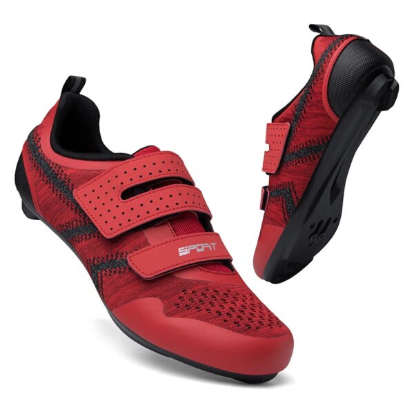 Zapatos de Ciclismo para Hombre y Mujer Zapatos de MTB Compatibles con Peloton Zapatos de Montar en Interiores Zapatos de Bicicleta de Carretera Zapatos de Bicicleta con Pedales para Exteriores Rojo