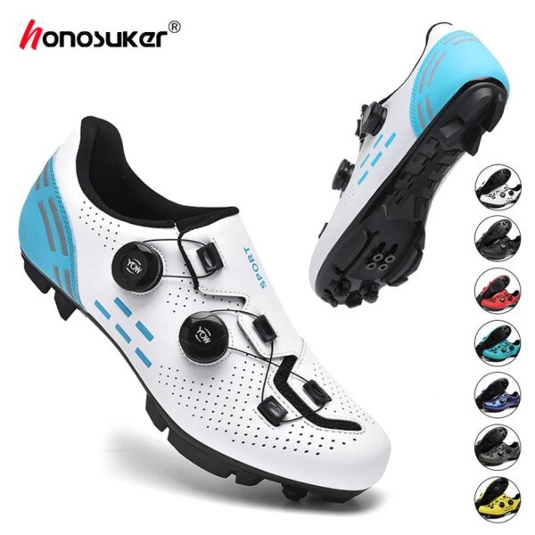 Zapatillas de ciclismo Mtb para hombre, botas deportivas para bicicleta de carretera de tierra, zapatos de ciclismo con bloqueo automático de carbono, tacos SPD para mujer, calzado para bicicleta de montaña