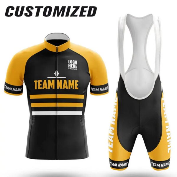 Equipo de ciclismo personalizado, conjuntos de Jersey de ciclismo, pantalones cortos de bicicleta de verano para hombre, ropa de ciclismo de manga, diseño personalizado, ropa de bicicleta de carretera