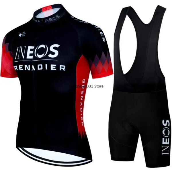 Uniforme de ciclismo Jersey conjunto para hombre INEOS traje para hombre 2024 ropa deportiva de equipo profesional hombre pantalones cortos con pechera de verano Mtb chaqueta masculina pantalones 2023