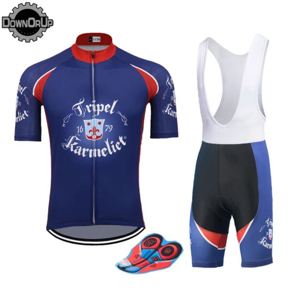 Conjunto de ropa de ciclismo para hombre, maillot manga corta, gel 9D, almohadilla transpirable, para MTB, azul, pro team, 2020