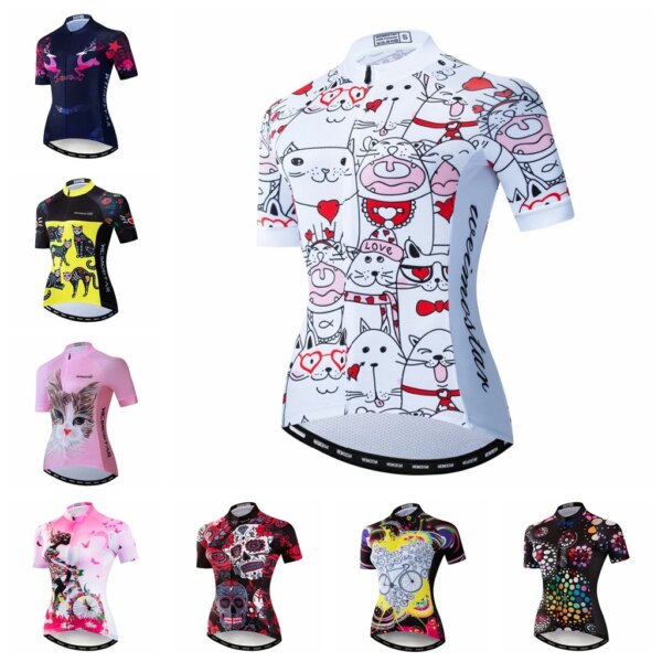 Jersey de ciclismo para mujer, tops para bicicleta de montaña, camisetas de equipo profesional para motocross, MTB, bicicleta de carretera, Ropa de descenso, blanco y rojo