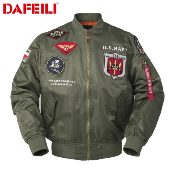 DAFEILI, moda militar de alta calidad, informal, para jóvenes, ropa de calle ligera, chaqueta Bomber de vuelo de satén resistente al agua para hombres