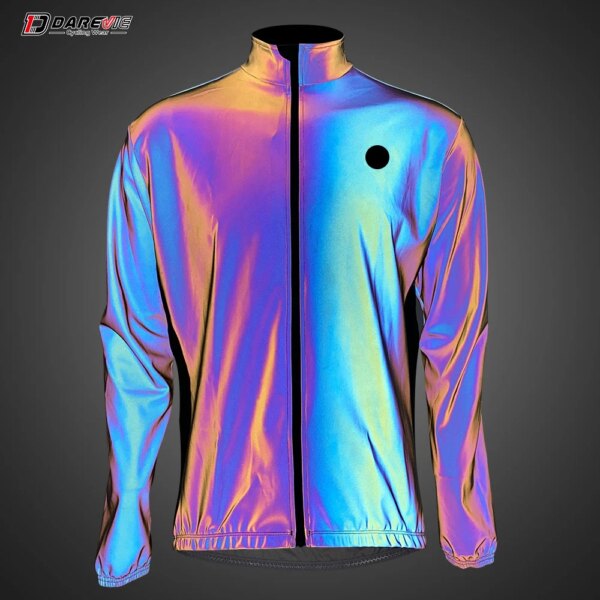 DAREVIE-Chaqueta de ciclismo para hombre y mujer, cortavientos reflectante de arco iris, resistente al viento, impermeable, para invierno, primavera y otoño