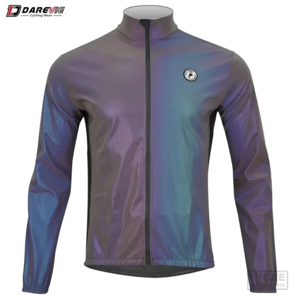 DAREVIE Chaqueta de Ciclismo Hombre Invierno Arco Iris Reflectante Cortavientos Hombres A Prueba de Viento Impermeable Mujeres Primavera Otoño