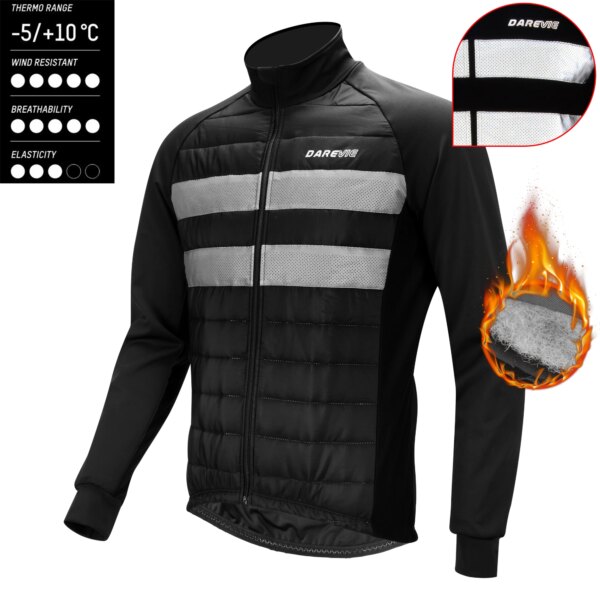 DAREVIE Chaqueta de ciclismo Themal Fleece Mujer Invierno -5 ℃ ~ 10 ℃ Hombres Chaquetas de ciclismo Reflectante Mantener caliente Chaqueta de ciclismo transpirable