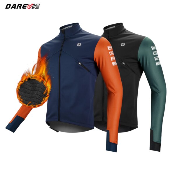 DAREVIE-Chaqueta de ciclismo para hombre y mujer, forro polar térmico, cálido, a prueba de viento, con cremallera en el pecho, Gato de ciclismo profesional, invierno, 2024