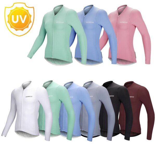 DAREVIE-Camiseta de ciclismo para hombre y mujer, ropa de ciclismo de manga larga, ajustada, transpirable, de fibra de carbón de bambú