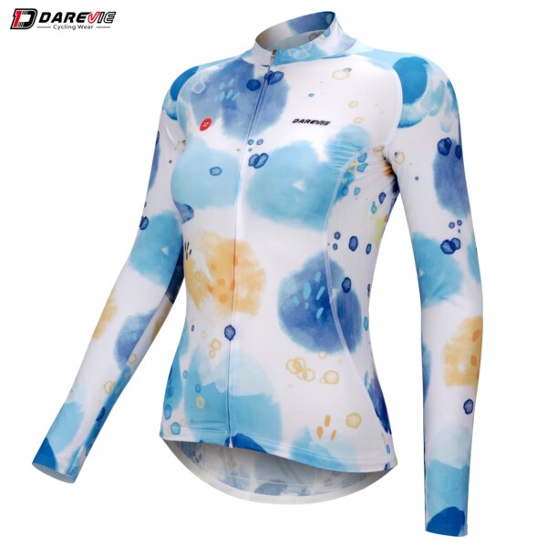 DAREVIE-Camiseta de ciclismo para mujer, ropa de ciclismo para mujer, ropa de ciclismo de manga larga transpirable antideslizante de alta calidad