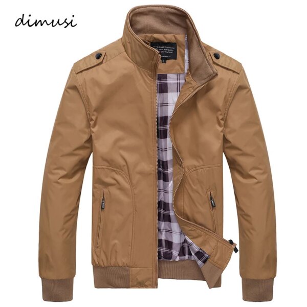 DIMUSI, chaquetas para hombre, abrigos informales para primavera y otoño, ropa deportiva de Color sólido para hombre, chaquetas ajustadas con cuello levantado, cazadora masculina 4XL