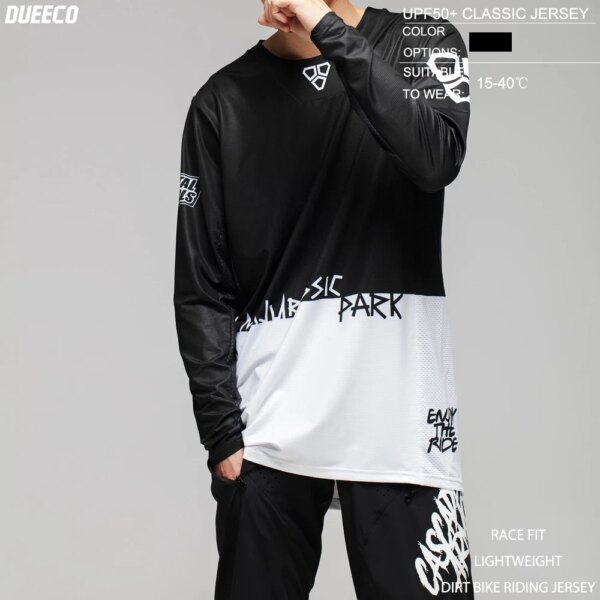 DUEECO Maillot de Ciclismo para Hombre MTB Jersey de Manga Larga Bicicleta de montaña Motocicleta Ropa de Bicicleta al Aire Libre