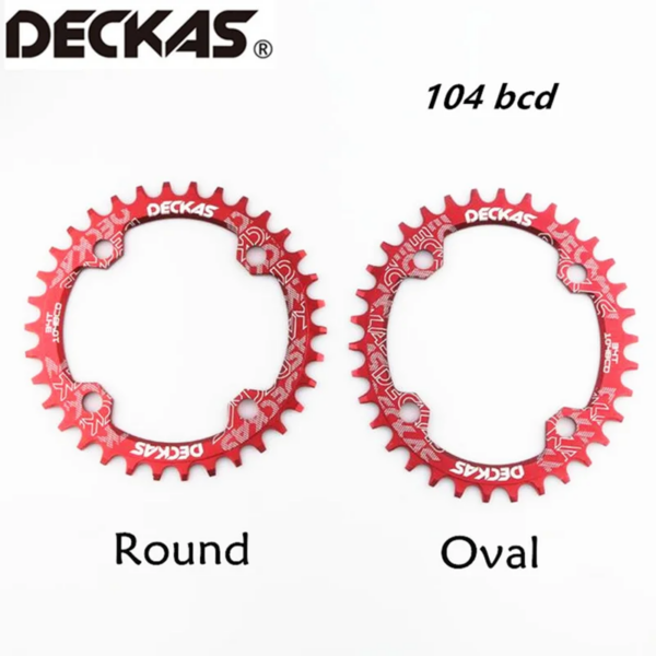 Deckas 104BCD Oval/redondo estrecho ancho plato MTB bicicleta de montaña bicicleta 32T 34T 36T 38T platos y bielas piezas de placa dentada 104 BCD