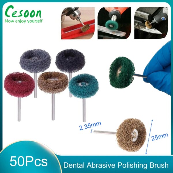 Cepillo de pulido abrasivo Dental, herramientas rotativas de rueda, vástago HP de 2,35mm, cabezal de lijado de fibra de nailon, herramientas de pulido, laboratorio de odontología