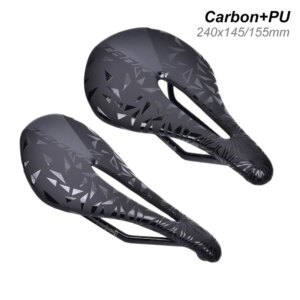 Sillín de bicicleta de fibra de carbono ED-15C, 240x145, 155mm, cuero PU, cojín para asiento de bicicleta de montaña y carretera, accesorios para bicicleta de montaña