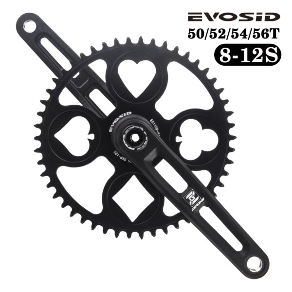 EVOSID Poker-platos y bielas de bicicleta plegables GXP 12S, plato 52T 54T 56T, CNC de diente estrecho y ancho con soporte, juego de bielas de carretera