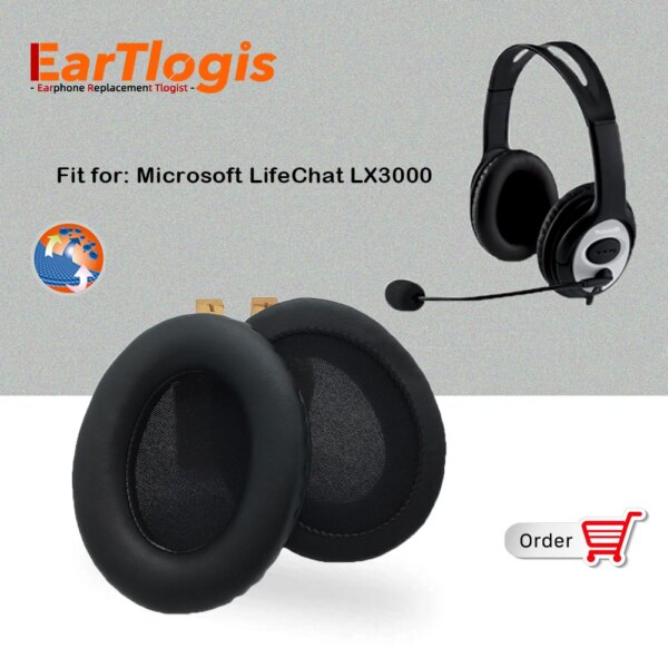 Almohadillas de repuesto EarTlogis para Microsoft LifeChat LX3000 LX-3000 LX 3000 piezas de auriculares funda de orejera cojín tazas almohada