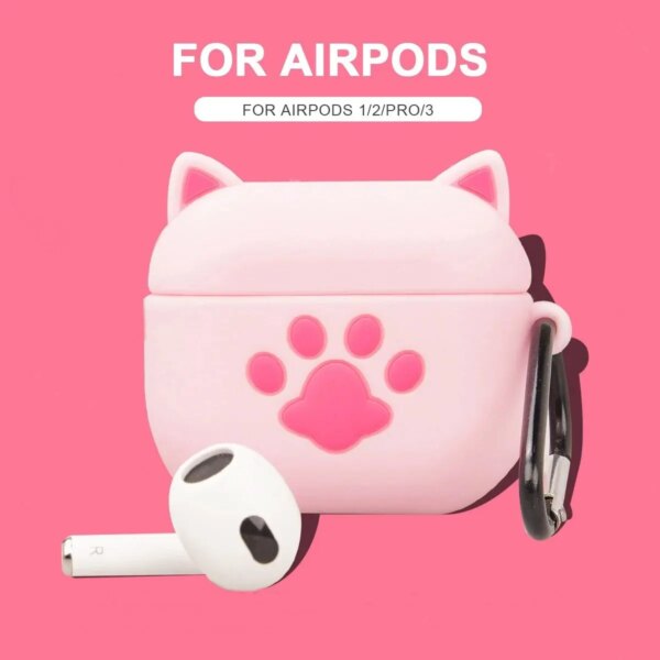 Fundas para auriculares para Airpods 1/2/3/Pro, funda protectora de silicona con Bluetooth inalámbrico con dibujos animados, accesorios para auriculares de gato