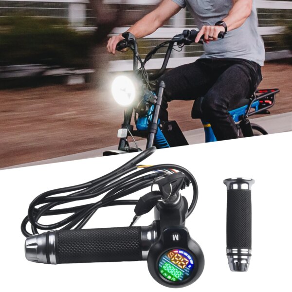 Acelerador de bicicleta eléctrica, acelerador de giro para patinete eléctrico de 24V-72V con pantalla LED de 6 pines y 8 pines, manillar plegable para bicicleta, acelerador