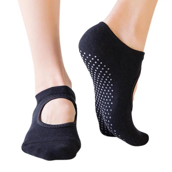 Calcetines elásticos de algodón transpirables antideslizantes para mujer, cortos para Yoga, Pilates, Ballet