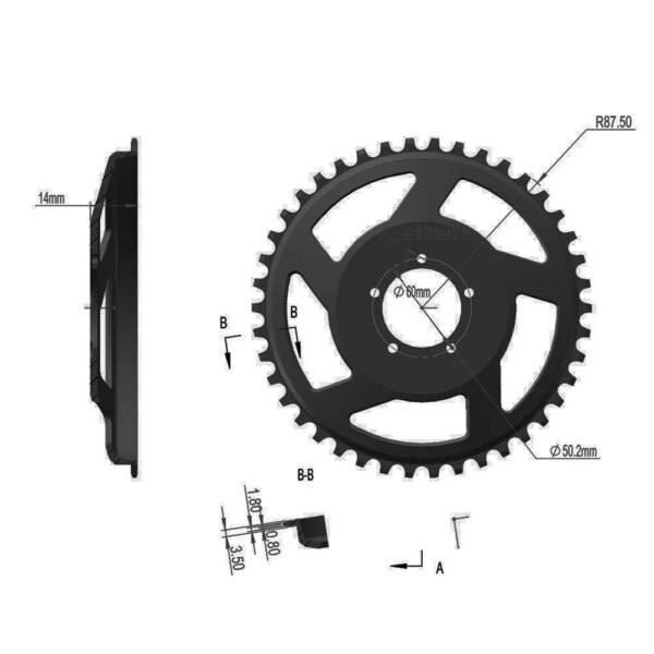 Bicicleta eléctrica Ebike 42T plato redondo anillo de cadena corrección de compensación para BAFANG BBS01 BBS02 piezas de placa dentada