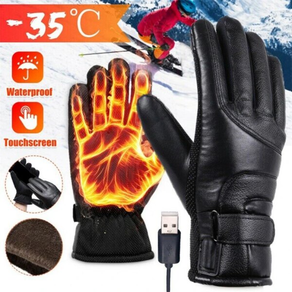 Guantes calefactables eléctricos, calentadores de manos recargables por USB, guantes térmicos con pantalla táctil, resistentes al agua, guantes de invierno para motocicleta y bicicleta