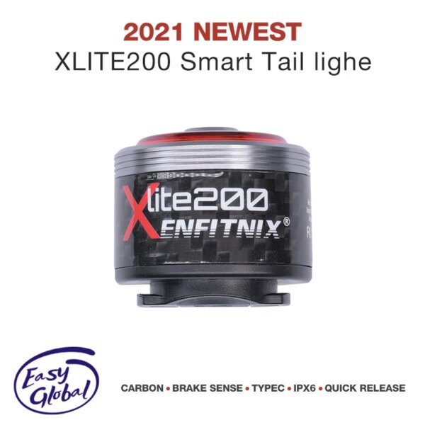 Enfitnix-luz trasera inteligente Xlite200 T600, luz Led ultraligera de fibra de carbono brillante, luz nocturna de advertencia, luz trasera de freno automático