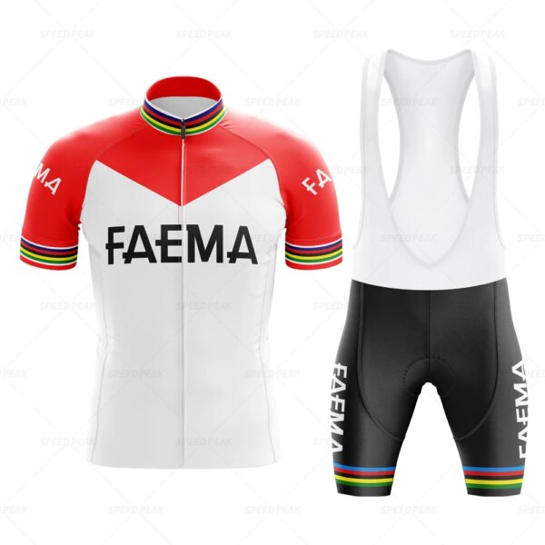 FAEMA 1969, conjunto de Jersey de ciclismo Retro de competición, traje de bicicleta clásico, pechera de manga corta para hombre, pantalones cortos, ropa Por equipo