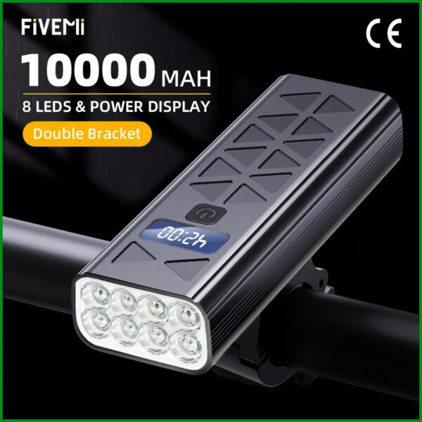 FIVEMI 10000mAh luz LED para bicicleta recargable a prueba de lluvia conjunto de luz para bicicleta MTB faro delantero lámpara linterna accesorios para bicicleta