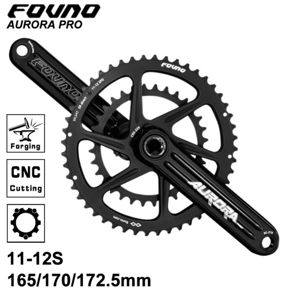 FOVNO-platos y bielas GXP para bicicleta de carretera, 165/170/172, 5mm, 11/12 velocidades, doble plato GXP, 48-32T/50-34T/52-36T, ultraligeros