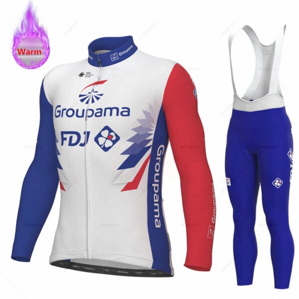 Fdj Team Conjunto De Jersey De Ciclismo De Polar Térmico, Traje De Bicicleta De Carreras, Ropa De Bicicleta De Montaña, Invierno, 2024