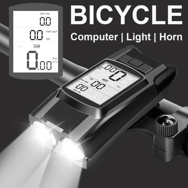 Linterna para bicicleta T6 LED, bocina para ordenador, luz frontal USB para bicicleta, 2 soportes, resistente al agua, accesorios para odómetro