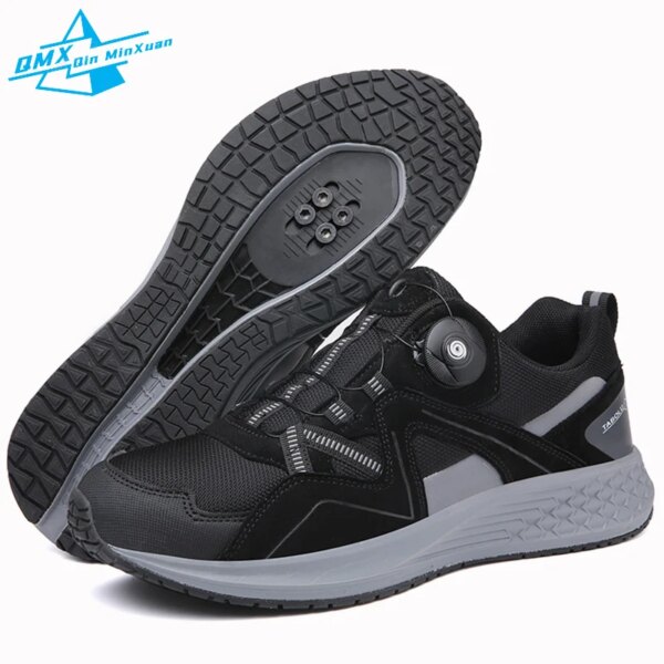 Zapatos planos para ciclismo de montaña para hombre y mujer, calzado de montaña, con tacos para interior, para ciclismo de montaña, uso doble, para ocio