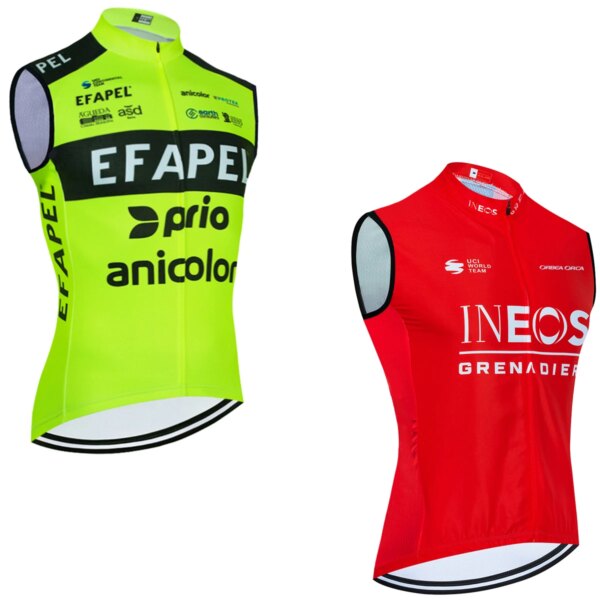 Fluor verde EFAPEL Ciclismo Jersey 2024 INEOS bicicleta chaleco cortavientos hombres mujeres Ropa Ciclismo sin mangas bicicleta Maillot Jersey