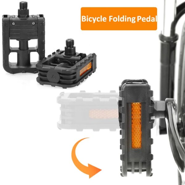 Pedales de bicicleta plegables, estribo de Pedal plegable Universal con Reflector, rodamiento sellado reflectante antideslizante para bicicleta de montaña y carretera