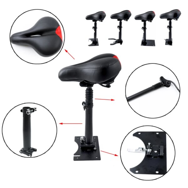 Para KUGOO M4 Pro Scooter Eléctrico 10 pulgadas Scooter Eléctrico asiento plegable altura ajustable silla amortiguadora