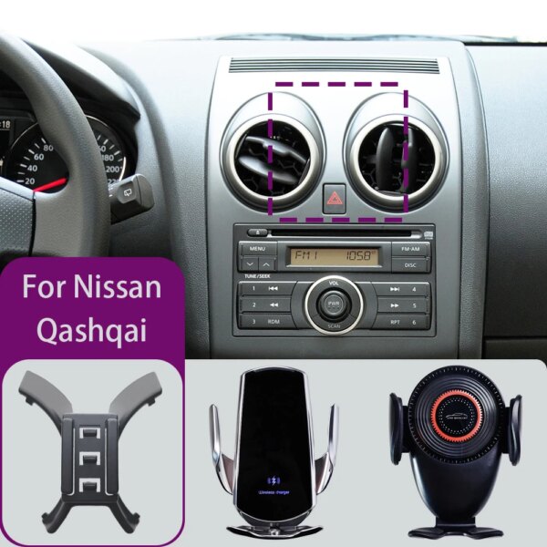 Para Nissan Qashqai 2008-2011 2012 2013 2014 2015 J10 soporte de teléfono para coche cargador inalámbrico soporte especial para teléfono móvil soporte fijo