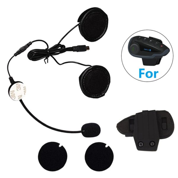 Para V8 casco intercomunicador Mini USB Jack 10 pines micrófono altavoz auriculares y + Clip