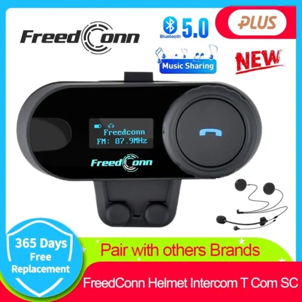 Freedconn T Com SC Bluetooth motocicleta intercomunicador casco auriculares comunicación inalámbrica interfono BT 5,0 música compartir 10 conductores