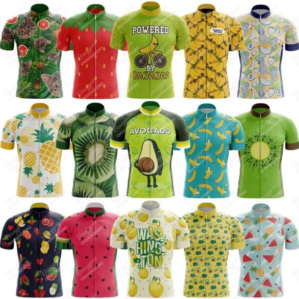 Camiseta de ciclismo serie Fruit para hombre, Maillot reflectante de manga corta para equipo profesional de descenso, ropa de bicicleta de montaña, nuevo