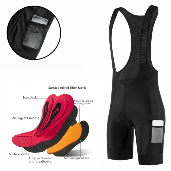 Fualrny-pantalones cortos con pechera para ciclismo profesional, transpirables, de secado rápido, para ciclismo de montaña y de carretera, ropa profesional con almohadilla de esponja para verano