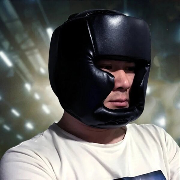 Casco de boxeo grueso de cobertura completa para hombres y mujeres, Protector de cabeza de entrenamiento para Karate, Muay Thai, equipo de gimnasio, Protector de cabeza de Taekwondo