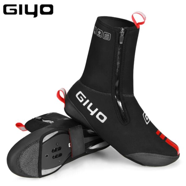 GIYO-zapatos de ciclismo impermeables, a prueba de viento, forro polar a prueba de lluvia, cubiertas cálidas para zapatos de bicicleta de montaña y carretera, Protector térmico de invierno para bicicleta