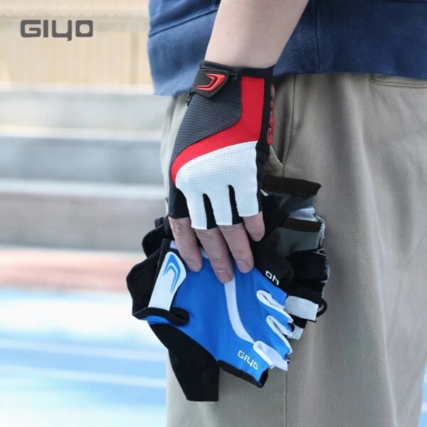 GIYO-guantes de ciclismo sin dedos, guantes de Gel para carreras de montaña, transpirables, para deportes al aire libre, manoplas para bicicleta DH, doble antigolpes