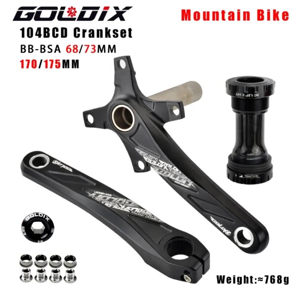 GOLDIX 104BCD platos y bielas de bicicleta con dientes anchos y estrechos, manivela de 170/175mm, anillo de cadena redondo/ovalado, 32T/34T/36T/38T