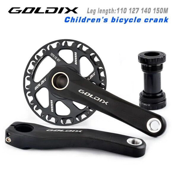 GOLDIX manivela de bicicleta para niños 110/127/140/150/160mm bielas de bicicleta ultraligeras negro 28T 30T 32T 34T 36T 7/8/9/10/11/12 velocidades