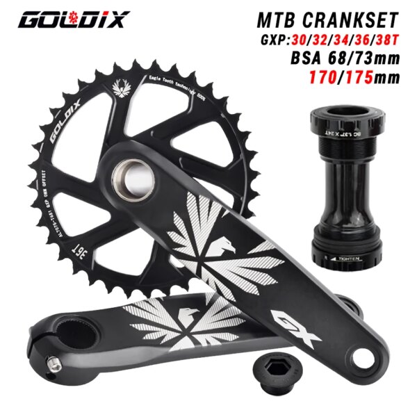 GOLDIX GX-platos y bielas para bicicleta de montaña, instalación directa de manivela de 170/175mm, plato compensado GXP de 0mm, 30/32/34/36/38T