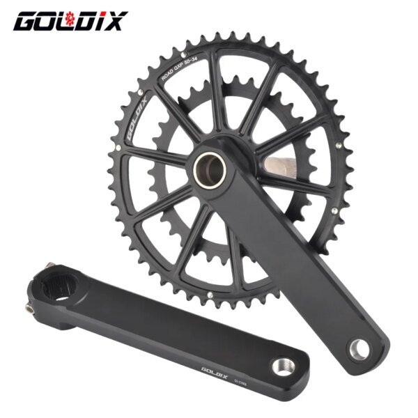 GOLDIX-platos y bielas para bicicleta de carretera, 165/170/172, 5/175mm de longitud, GXP, corona de doble plato 50-34T/52-42T/53-39T para SHIMANO