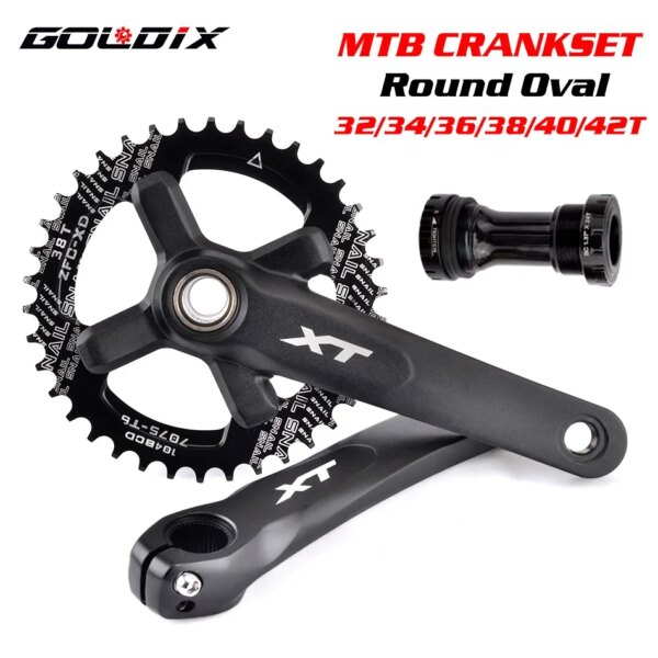 GOLDIX XT-platos y bielas para bicicleta 104BCD, plato ancho y estrecho 32-42T 170/175mm, manivela forjada Compatible con SHIMANO/SRAM de 11-12 velocidades