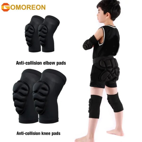 GOMOREON 1 par de rodilleras gruesas de esponja para niños, coderas, protección para evitar colisiones, protección deportiva, rodillera para patinar, fútbol y ciclismo